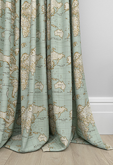Maps, Duckegg - Made to Measure Curtains
